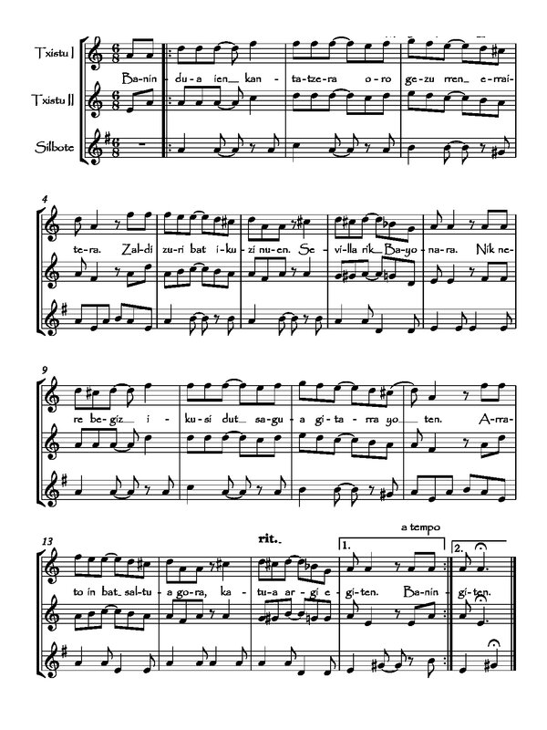 Baninduaien kantatzera